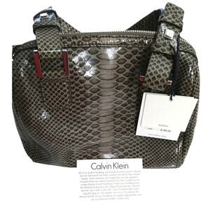 NWT Calvin Klein luxury leather snakeskin pattern satchel Mobwife old money